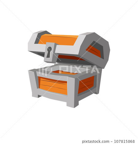 Opened empty treasure chest with big keyhole flat style 107815868