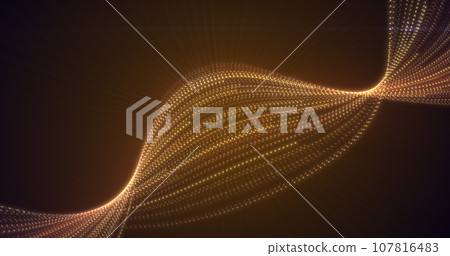Abstract yellow orange glowing flying waves from lines energy magical background 107816483