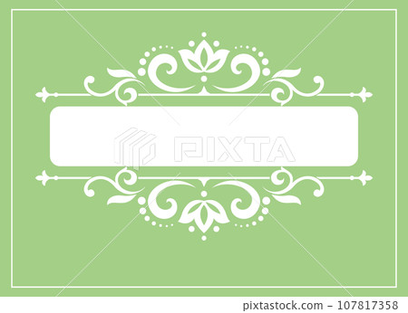 Vintage green and white element. Graphic vector design. Damask graphic ornament 107817358