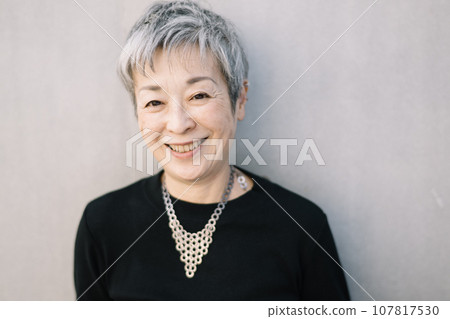 Elegant Japanese woman with gray hair Elegant Japanese woman with gray hair 107817530