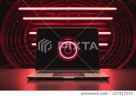 Mockup of beautiful laptop with multicolor background, Generative AI illustration 107817533