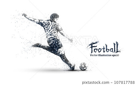 Soccer silhouette in pointillist style, vector illustration 107817788