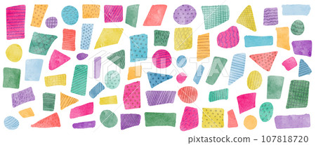 一組彩色水彩邊框和框架 107818720