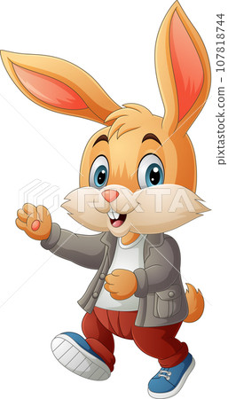Cartoon happy rabbit on white background 107818744