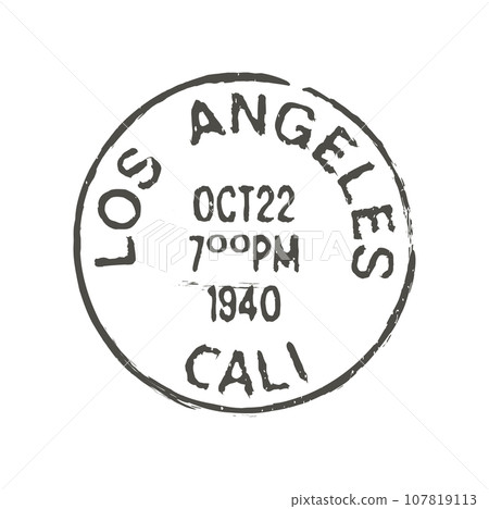 Los Angeles postage and postal stamp. Postcard US California town ink stamp, post departure country or United States region retro vector mark or postal envelope Los Angeles city imprint 107819113
