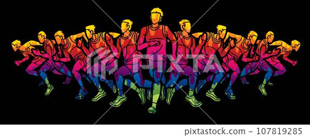 Men Runner Mix Action Marathon Running Sport Cartoon Graphic Vector Men Runner Mix Action Marathon Running Sport Cartoon Graphic Vector 107819285