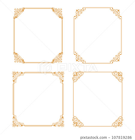 Set of decorative frames Elegant vector element for design in Eastern style, place for text. Floral gold and white borders. Lace illustration for invitations and greeting cards Set of decorative frames Elegant vector element for design in Eastern style, place for text. Floral gold and white borders. Lace illustration for invitations and greeting cards 107819286