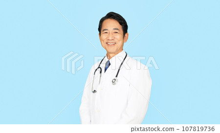 Middle-aged male doctor with a stethoscope around his neck 107819736