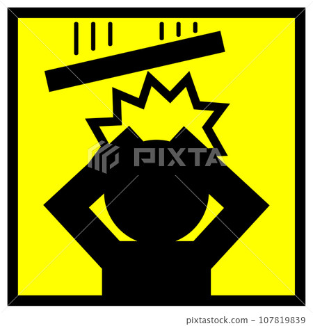 Illustration to warn of falling objects 107819839