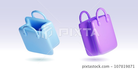 Shopping bag 3d - flying paper package with handle Shopping bag 3d - flying paper package with handle 107819871
