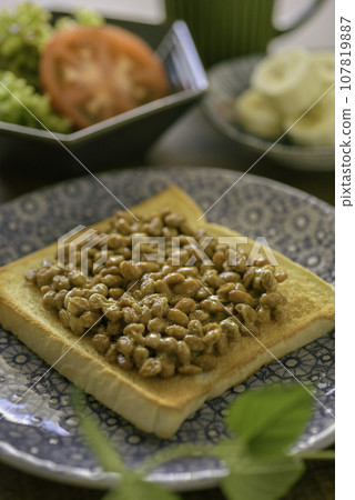 Natto toast breakfast vertical position 107819887