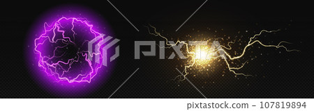 Lightning strike effects on transparent background Lightning strike effects on transparent background 107819894