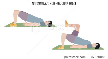 Asian young man doing single led glute bridge 107820086