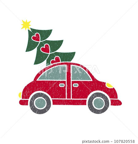Vector illustration Christmas car. Merry christmas greeting card. Vector illustration Christmas car. Merry christmas greeting card. 107820558