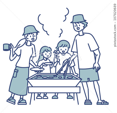 BBQ at camp with family 107820689