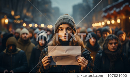 a group of people came out with posters to a rally for human rights. 107821000