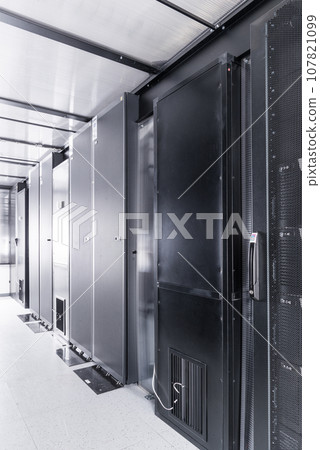 server racks inside datacenter of internet service provider 107821099
