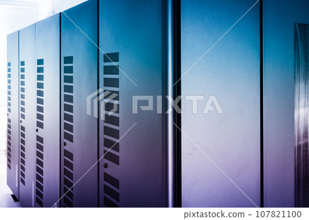 server racks inside datacenter of internet service provider 107821100