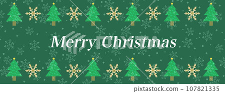 Christmas background Christmas tree and snowflakes horizontal 107821335