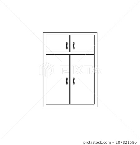 Line drawing of a closet seen from the front 107821580