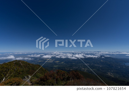 View from the summit of Mt. Myoko, towards Myoko City 107821654
