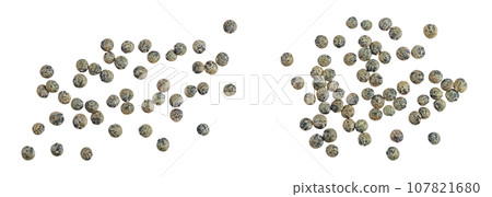 raw french green lentils isolated on white background with full depth of field 107821680