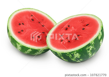 half of watermelon isolated on white background with full depth of field half of watermelon isolated on white background with full depth of field 107821770