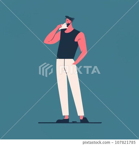 Young boy drinking water illustration Young boy drinking water illustration 107821785