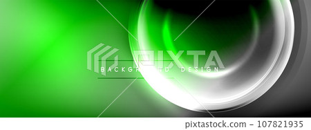 Circles lines and bubbles on bright glowing effect gradient with light and shadow effects. Dynamic interplay of light, shadow and depth. Futuristic and rhythmic technology design 107821935