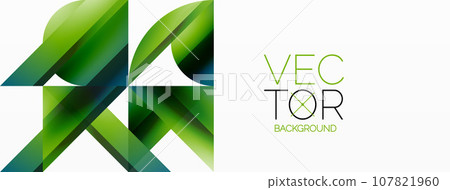 Gradient color triangles and circles on white. Dynamic blend creating captivating visual impact. Geometric background for digital designs, presentations, website banners, social media posts 107821960