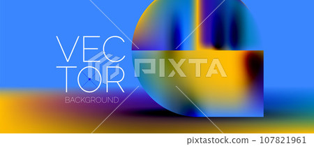 Crafted podium for captivating display of abstract geometry squares, circles, triangles, and flowing gradients harmonize in visually striking presentation for wallpaper, banner, background 107821961