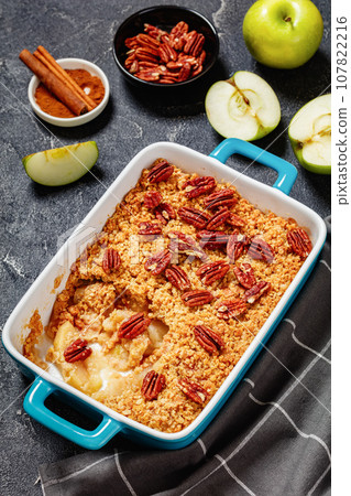 classic apple crisp with oats and pecan nuts classic apple crisp with oats and pecan nuts 107822216