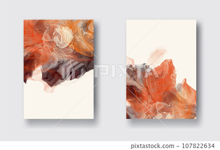 Luxury orange abstract background of marble liquid ink art. Vector illustration. Luxury orange abstract background of marble liquid ink art. Vector illustration. 107822634