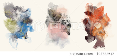 Luxury orange abstract background of marble liquid ink art. Vector illustration. Luxury orange abstract background of marble liquid ink art. Vector illustration. 107822642