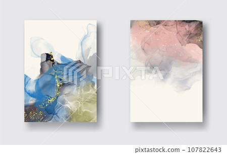 Luxury orange abstract background of marble liquid ink art. Vector illustration. Luxury orange abstract background of marble liquid ink art. Vector illustration. 107822643