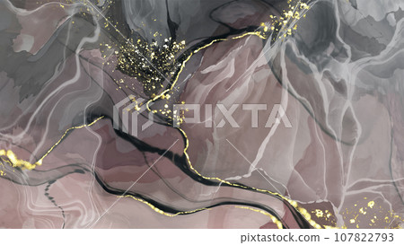 Vector black pink banner. Hand drawn abstract paint brush stroke. 107822793