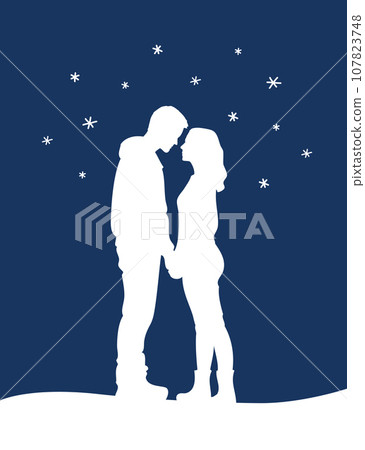 romantic couple in winter christmas design vector illustration romantic couple in winter christmas design vector illustration 107823748
