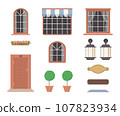Create your own home. Constructor of house elements from brown door 107823934