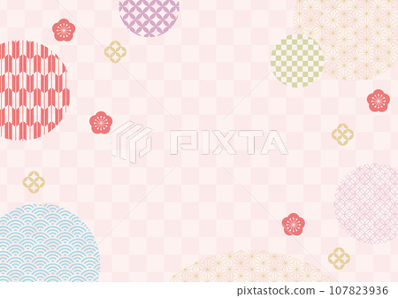 Horizontal background material: A landscape collection of traditional Japanese patterns 107823936