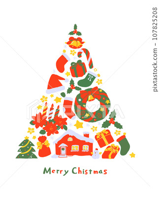 Cute Christmas motif tree illustration 107825208