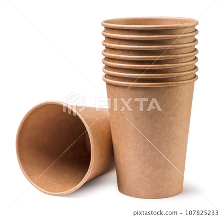 Paper cups close-up on a white background. Paper cups close-up on a white background. 107825233