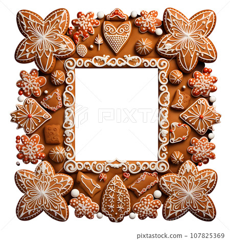 Christmas and New Year's Day Decorative Gingerbread Frame Christmas and New Year's Day Decorative Gingerbread Frame 107825369