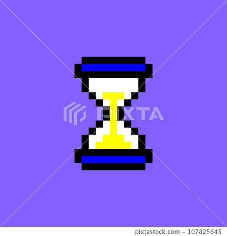 Cartoon White Pixel Computer Hourglass Cursor Pointer UI Element Technology Pc Concept Flat Design Style. Vector illustration 107825645