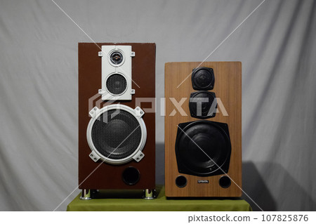 Music speakers, vintage speakers. Music speakers, vintage speakers. 107825876