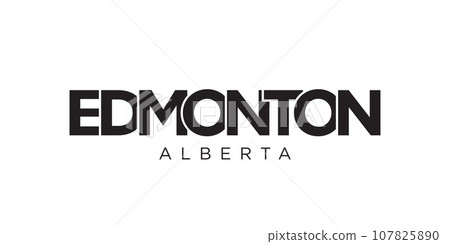 Edmonton in the Canada emblem. The design features a geometric style, vector illustration with bold typography in a modern font. The graphic slogan lettering. 107825890