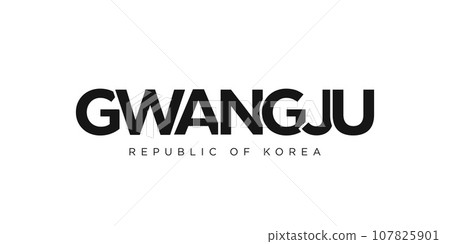 Gwangju in the Korea emblem. The design features a geometric style, vector illustration with bold typography in a modern font. The graphic slogan lettering. 107825901