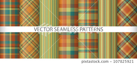 Set fabric textile check. Pattern tartan plaid. Texture vector seamless background. Set fabric textile check. Pattern tartan plaid. Texture vector seamless background. 107825921