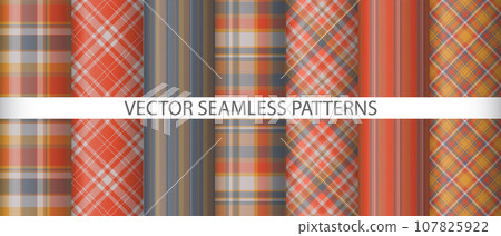 Set vector textile plaid. Background fabric pattern. Tartan check seamless texture. 107825922