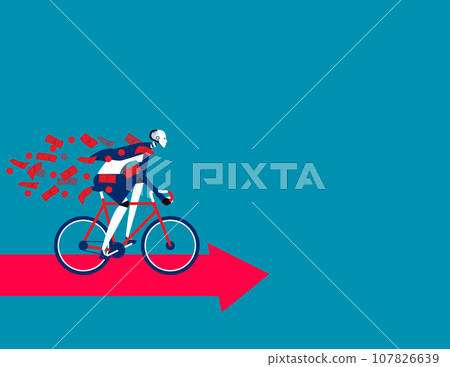 Robot riding bicycle on the arrow. Business artificial intelligence concept 107826639