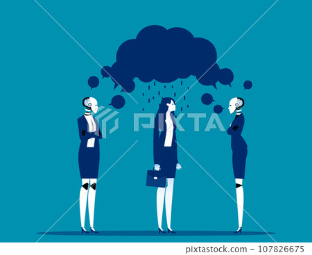 Robot insults human. Business artificial intelligence concept Robot insults human. Business artificial intelligence concept 107826675